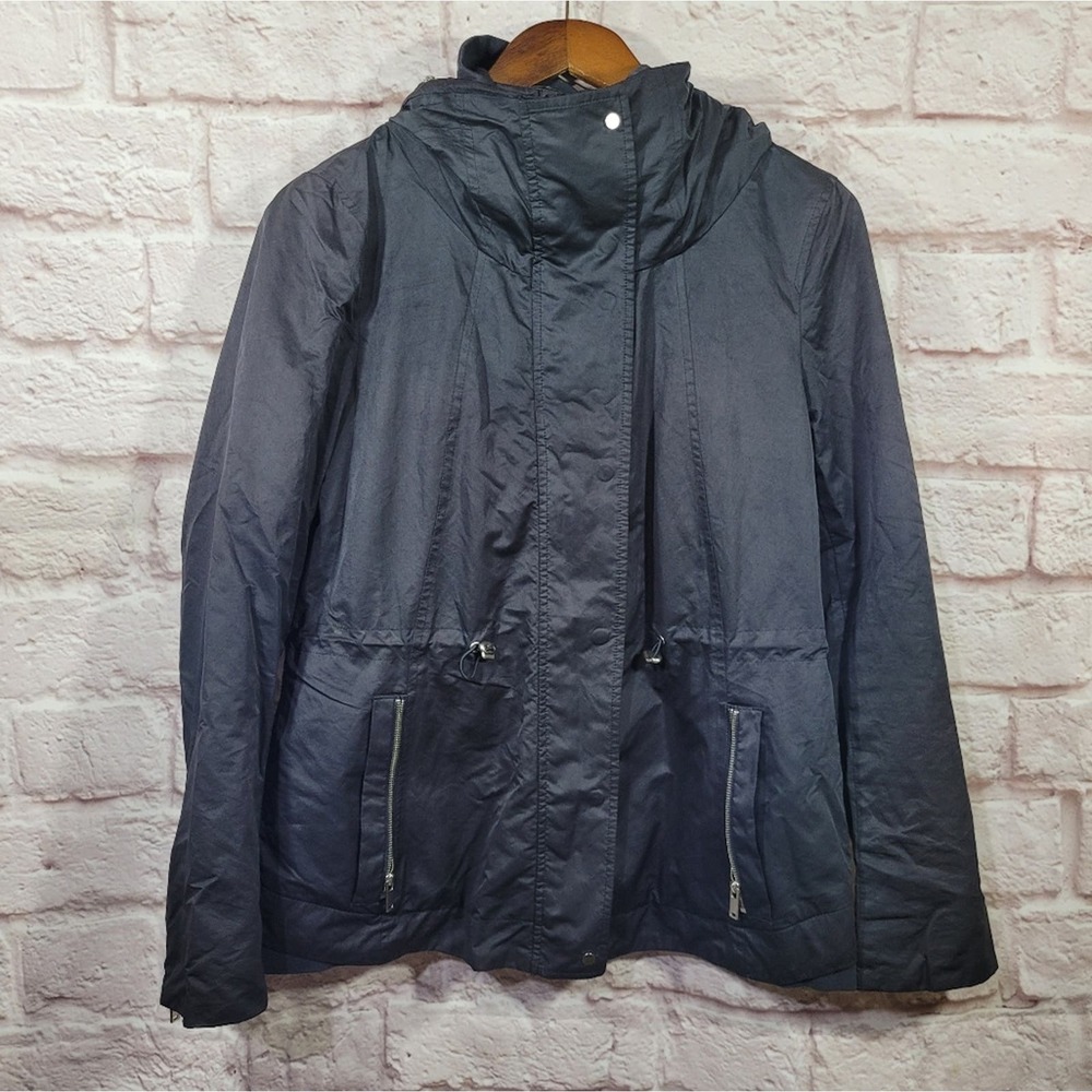 Zara Navy Blue Zip & Button Front Windbreaker Jacket